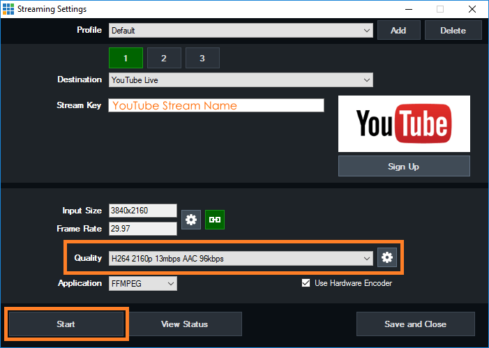 Youtube setting