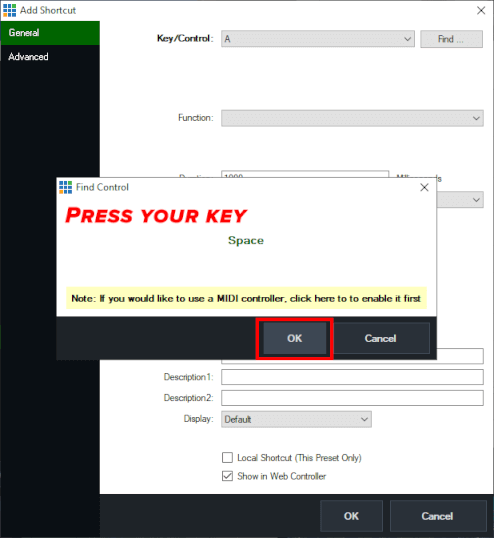 vmix shortcuts list